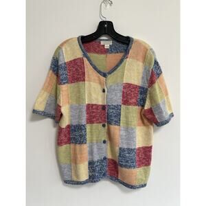 Christopher‎ & Banks Size Medium Patchwork Sweater Cardigan Cottage Vintage